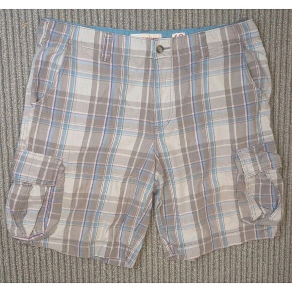 Mossimo Supply Co. Other - Mossimo Men's Plaid Cargo Shorts Size 40 Tan Blue Checkered Flawed Read As Is